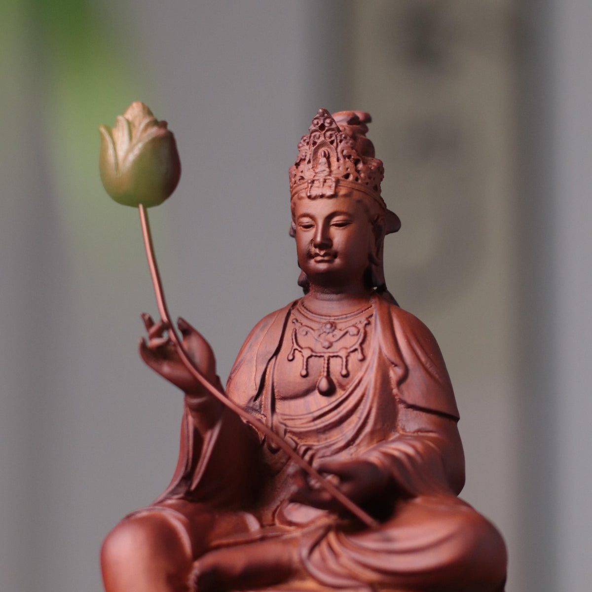 Samantabhadra Bodhisattva Statue - Padauk, on Elephant – additional view 5