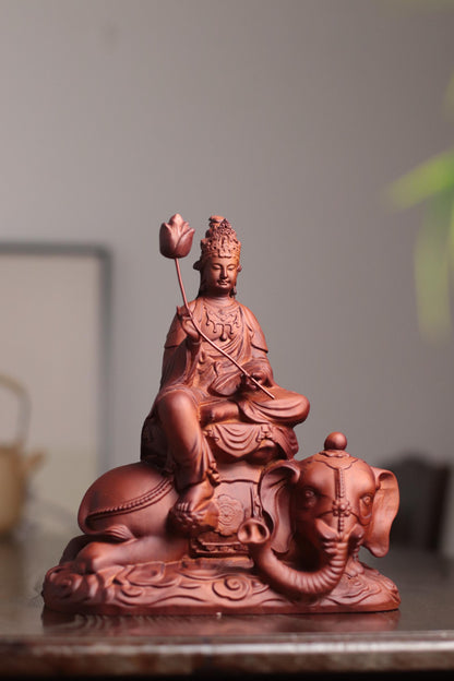 Samantabhadra Bodhisattva Statue - Padauk, on Elephant – additional view 3