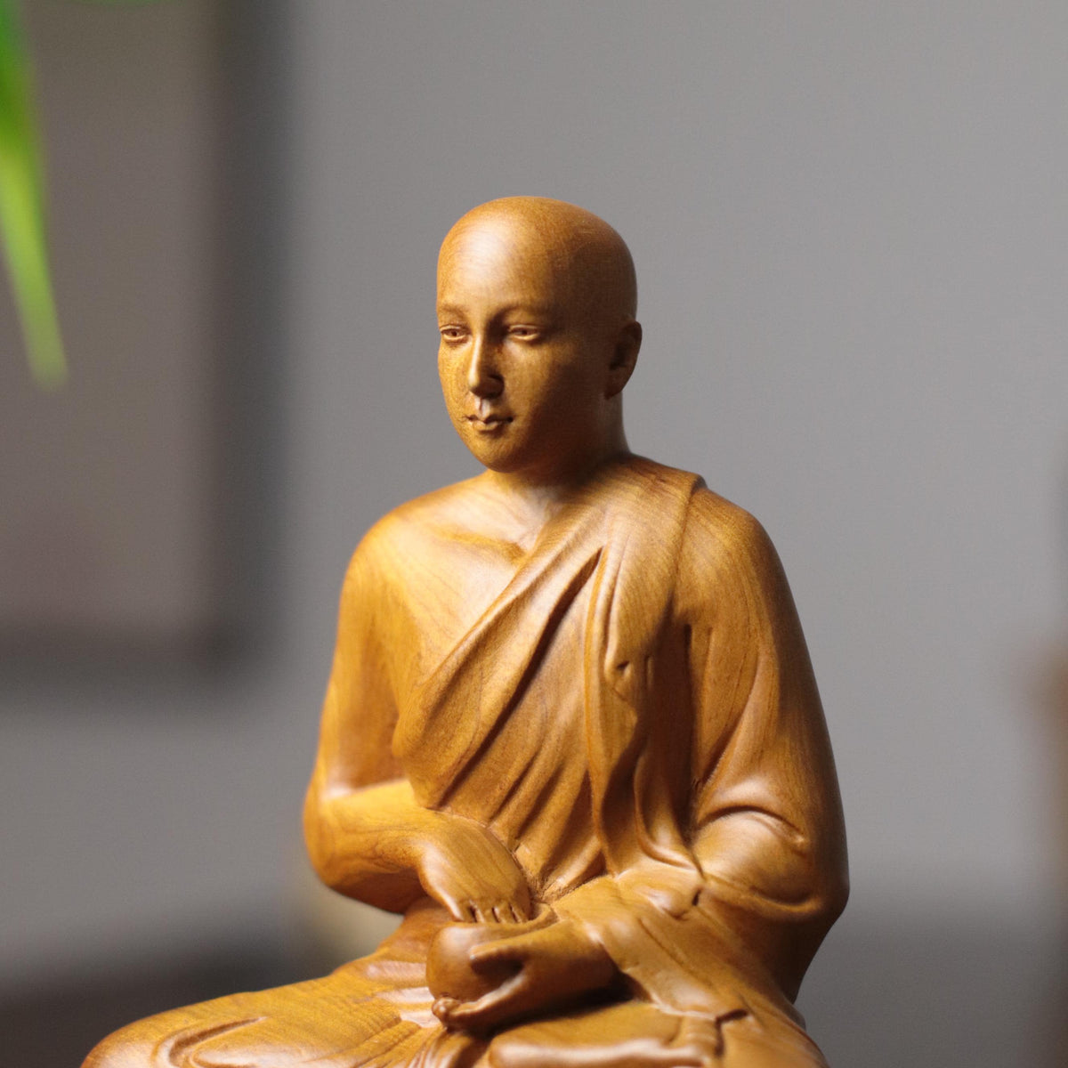 Sivali Monk Statue - Cypress Wood, Blessing Figurine