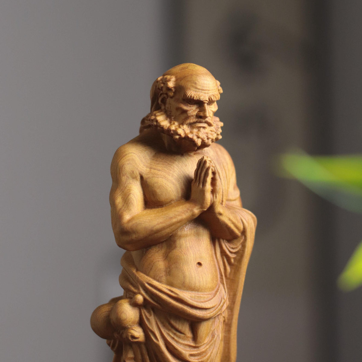 Standing Bodhidharma Statue - Cypress, Anjali Mudra – additional view 2