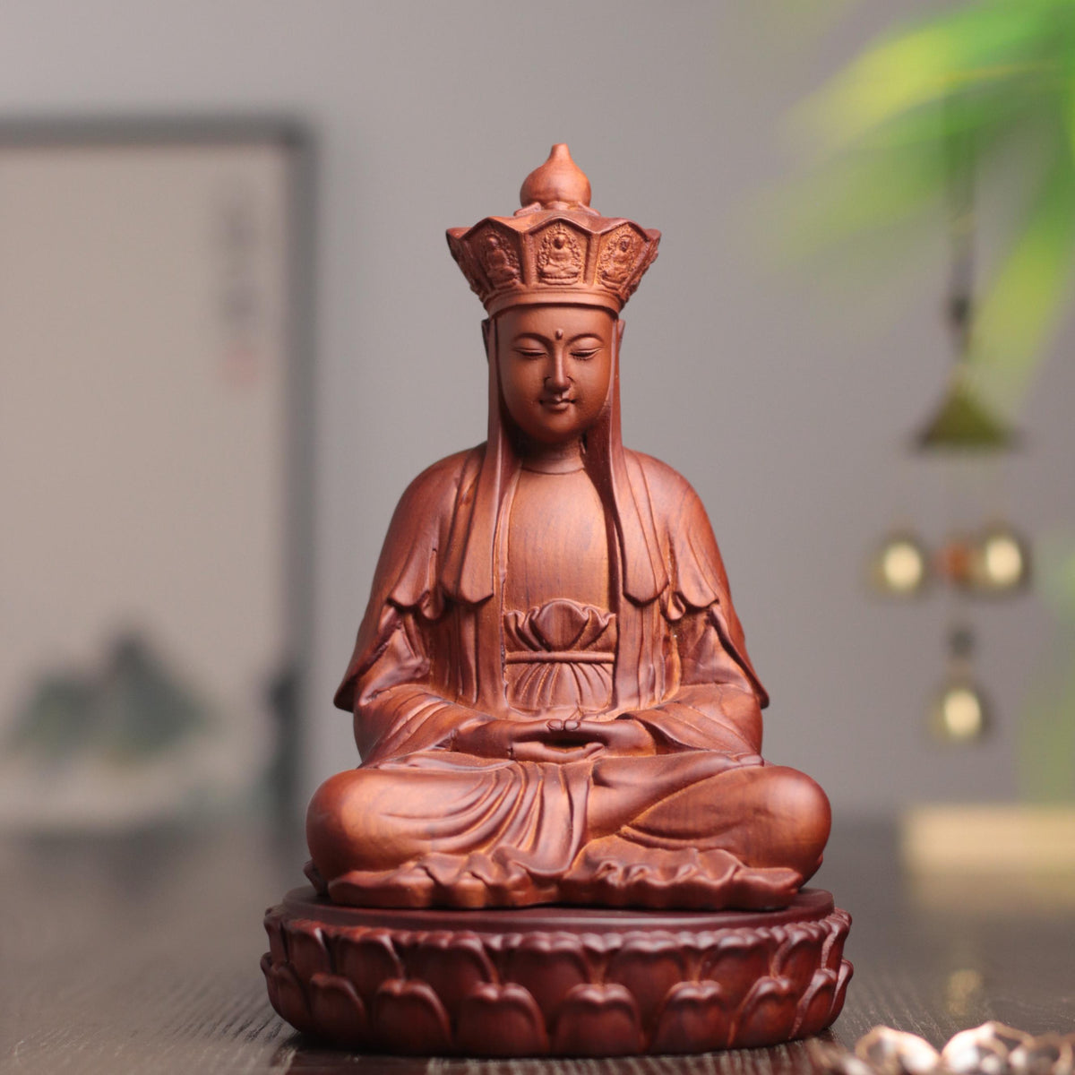 Ksitigarbha Statue - Padauk Wood, Jizo Guardian