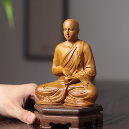 Sivali Monk Statue - Cypress Wood, Blessing Figurine – additional view 5