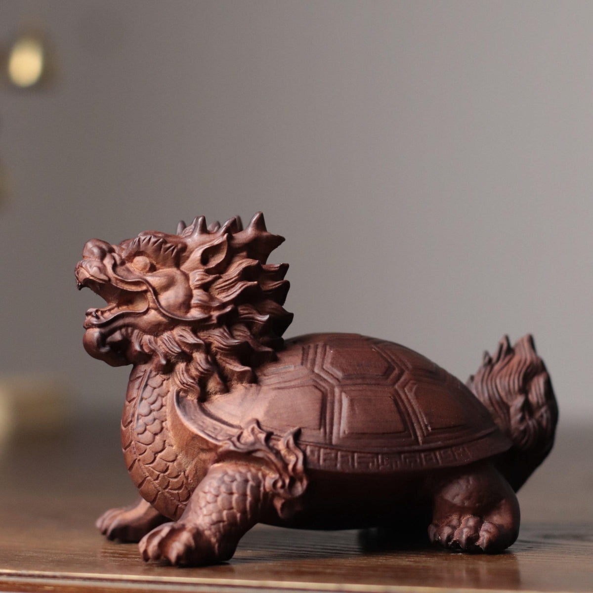 Dragon Turtle Statue - Padauk Wood, Feng Shui Longgui – additional view 4