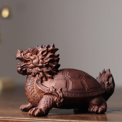 Dragon Turtle Statue - Padauk Wood, Feng Shui Longgui – additional view 4