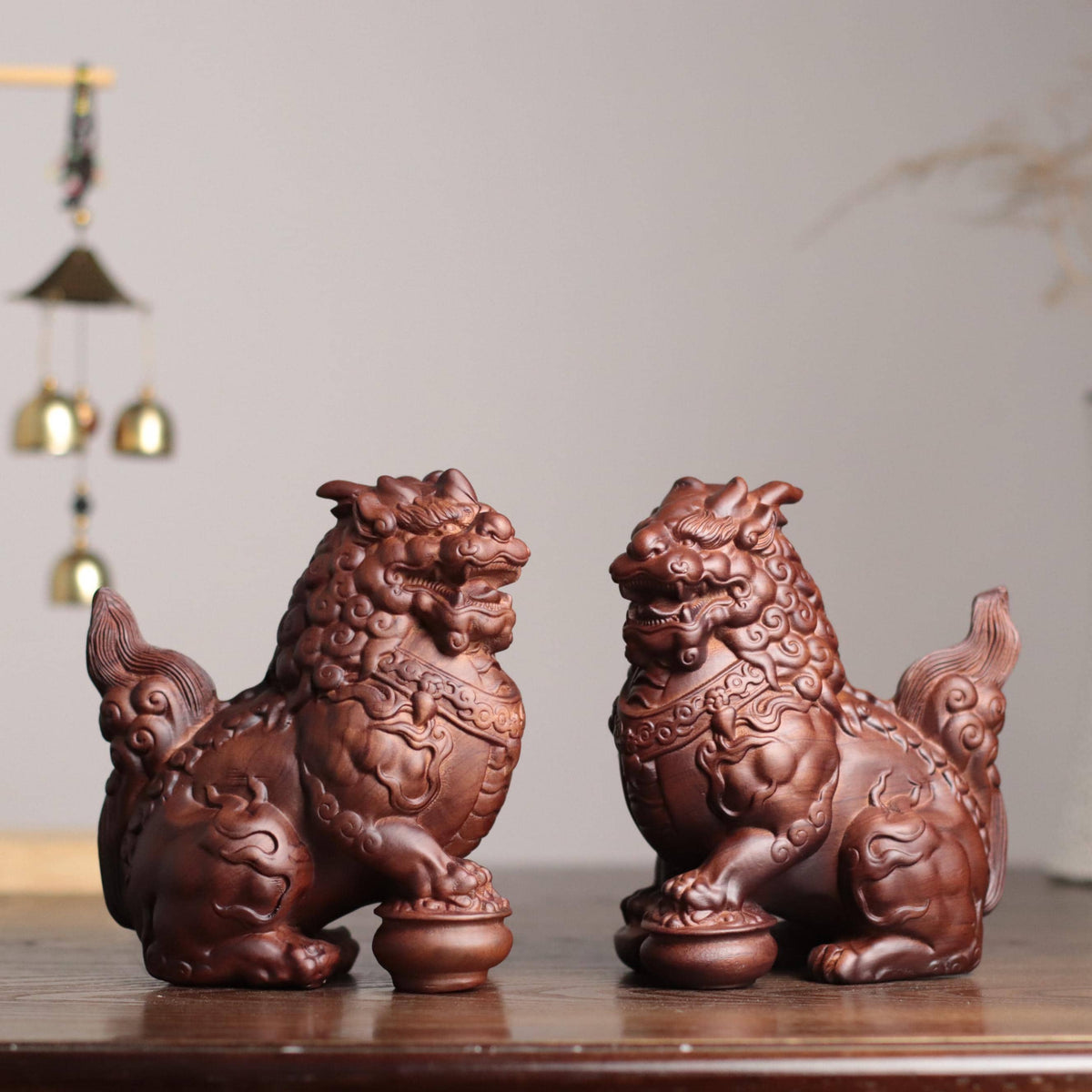 Nghe Guardian Statue - Padauk Wood, Unicorn Style