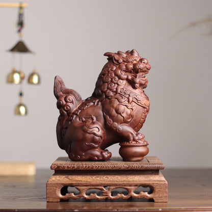 Nghe Guardian Statue - Padauk Wood, Unicorn Style – additional view 3