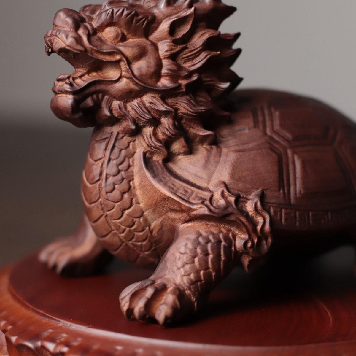 Dragon Turtle Statue - Padauk Wood, Feng Shui Longgui – additional view 3